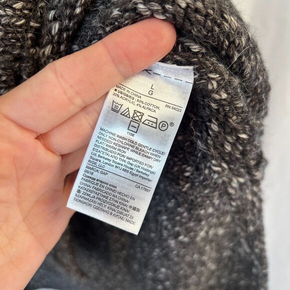 GAP Soft Cable Knit Tunic Longline Legging Sweater Side Slits Size Large Neutral - Picture 8 of 9